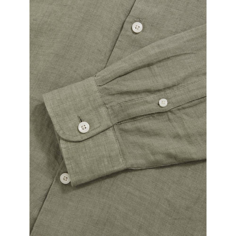 REISS Ruban Linen Cutaway-Collar Regular-Fit Shirt in Thyme Green